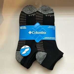 New Columbia Socks Men’s 6 Pair Black & Gray Athletic No Show Casual Activewear